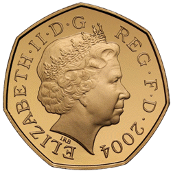 Pre-Owned 2004 UK 50th Anniversary of the Four-Minute Mile 50p Proof Gold Coin