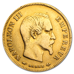 Pre-Owned French Napoleon III Wreath 10 Franc Gold Coin - Mixed Dates