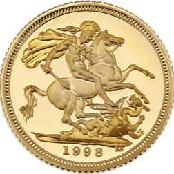 Pre-Owned 1998 UK Half Sovereign Proof Gold Coin