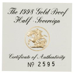 Pre-Owned 1998 UK Half Sovereign Proof Gold Coin