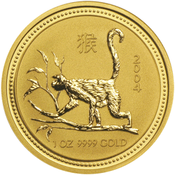 Pre-Owned 2004 Australian Lunar Monkey 1oz Gold Coin