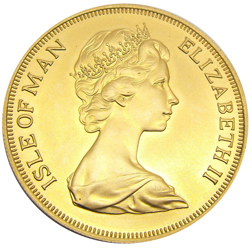 Pre-Owned 1973 Isle of Man Quintuple Sovereign Gold Coin