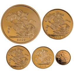 Pre-Owned 2009 UK Sovereign Proof Gold 5-Coin Collection