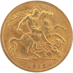 Pre-Owned 1915 UK George V Half Sovereign Gold Coin
