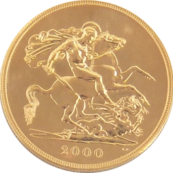 Pre-Owned 2000 UK Quintuple Sovereign Gold Coin