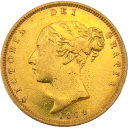 Pre-Owned 1872 London Mint Victorian 'Shield' Half Sovereign Gold Coin
