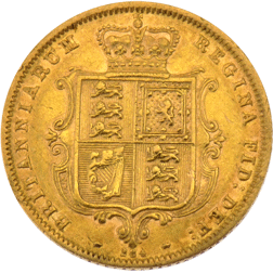 Pre-Owned 1872 London Mint Victorian 'Shield' Half Sovereign Gold Coin