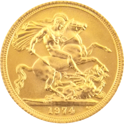 Pre-Owned 1974 UK Elizabeth II Full Sovereign Gold Coin