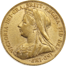 Pre-Owned 1899 London Mint Victoria 'Veiled Head' Full Sovereign Gold Coin
