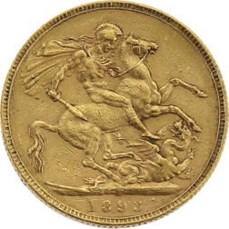Pre-Owned 1893 London Victoria Veiled Head Full Sovereign Gold Coin