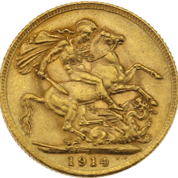 Pre-Owned 1914 London Mint George V Full Sovereign Gold Coin