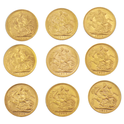 Pre-Owned 1902-1910 London Mint Edward VII Full Sovereign Gold Coin Set