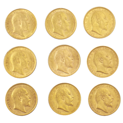 Pre-Owned 1902-1910 London Mint Edward VII Full Sovereign Gold Coin Set
