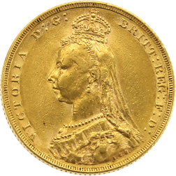 Pre-Owned 1889 Melbourne Mint Victoria Jubilee Head Full Sovereign Gold Coin