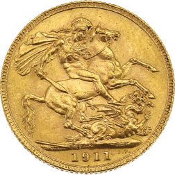Pre-Owned 1911 Canada Mint George V Full Sovereign Gold Coin