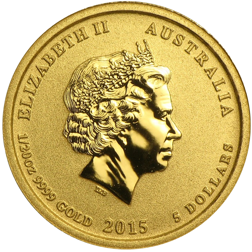 Pre-Owned 2015 Australian Lunar Goat 1/20oz Gold Coin