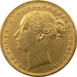 Pre-Owned 1875 London Mint Victoria Young Head Full Sovereign Gold Coin