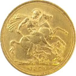 Pre-Owned 1875 London Mint Victoria Young Head Full Sovereign Gold Coin