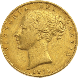Pre-Owned 1855 London Mint Victorian 'Shield' Full Sovereign Gold Coin