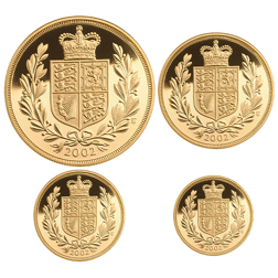 Pre-Owned 2002 UK Sovereign Proof Gold 4-Coin Set