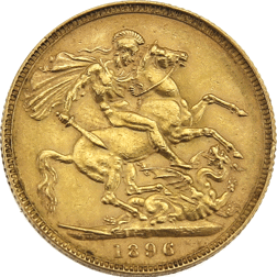 Pre-Owned 1896 London Victoria 'Veiled Head' Full Sovereign Gold Coin