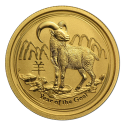 Pre-Owned 2015 Australian Lunar Goat 1/4oz Gold Coin
