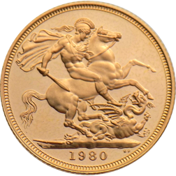 Pre-Owned 1980 UK Full Sovereign Proof Design Gold Coin