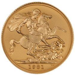 Pre-Owned 1981 UK Elizabeth II Full Sovereign Proof Design Gold Coin