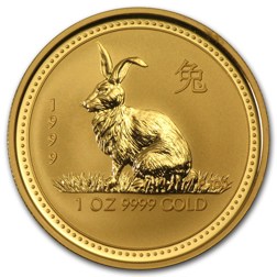 Pre-Owned 1999 Australian Lunar Rabbit 1oz Gold Coin