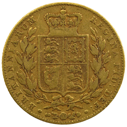 Pre-Owned 1842 London Mint Victoria Young Head 'Shield' Full Sovereign Gold Coin