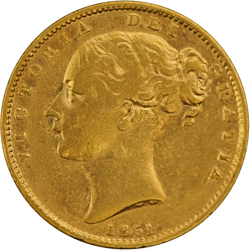Pre-Owned 1851 London Mint Victorian 'Shield' Full Sovereign Gold Coin