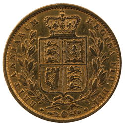 Pre-Owned 1854 London Mint Shield Victoria Full Sovereign Gold Coin