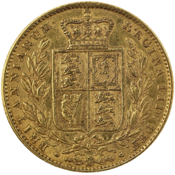 Pre-Owned 1856 London Mint Victoria Shield Full Sovereign Gold Coin