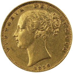Pre-Owned 1856 London Mint Victoria Shield Full Sovereign Gold Coin