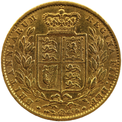 Pre-Owned 1860 London Mint Victorian 'Shield' Full Sovereign Gold Coin