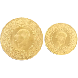 Pre-Owned 1962 Turkish Kurush Gold 2 Coin Set