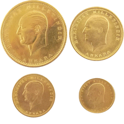 Pre-Owned 1923 Turkish Kurush Gold 4 Coin Set