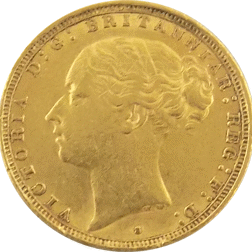 Pre-Owned 1883 London Mint Victoria Young Head Full Sovereign Gold Coin