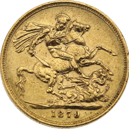 Pre-Owned 1879 Melbourne Mint Victoria Young Head Full Sovereign Gold Coin