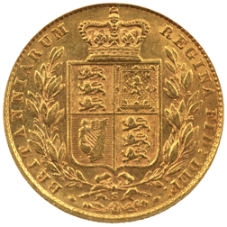 Pre-Owned 1878 Sydney Mint Victorian Shield Full Sovereign Gold Coin