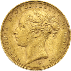 Pre-Owned 1885 Melbourne Mint Victoria Young Head Full Sovereign Gold Coin