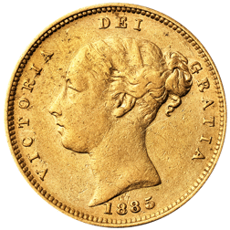 Pre-Owned 1885 London Mint Victorian 'Shield' Half Sovereign Gold Coin