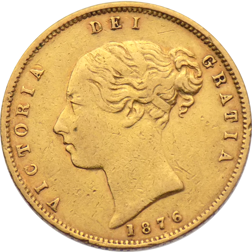Pre-Owned 1876 London Mint Victorian 'Shield' Half Sovereign Gold Coin