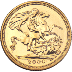 Pre-Owned 2000 UK 'Millennium' Elizabeth II Half Sovereign Gold Coin