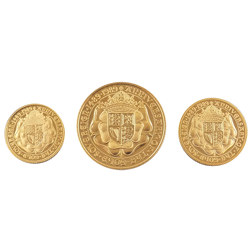 Pre-Owned 1989 UK 500th Anniversary Full Sovereign Proof Gold 3-Coin Set