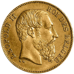 Pre-Owned Belgium Leopold II 20 Franc Gold Coin - Mixed Dates