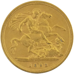 Pre-Owned 1893 UK Victoria Half Sovereign Gold Coin