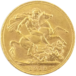 Pre-Owned 1918 Canada Mint George V Full Sovereign Gold Coin