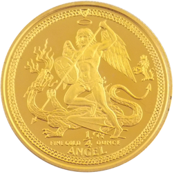 Pre-Owned 1989 Isle of Man Angel 1/4oz Gold Coin