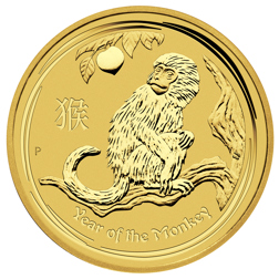 Pre-Owned 2016 Australian Lunar Monkey 1/2oz Gold Coin